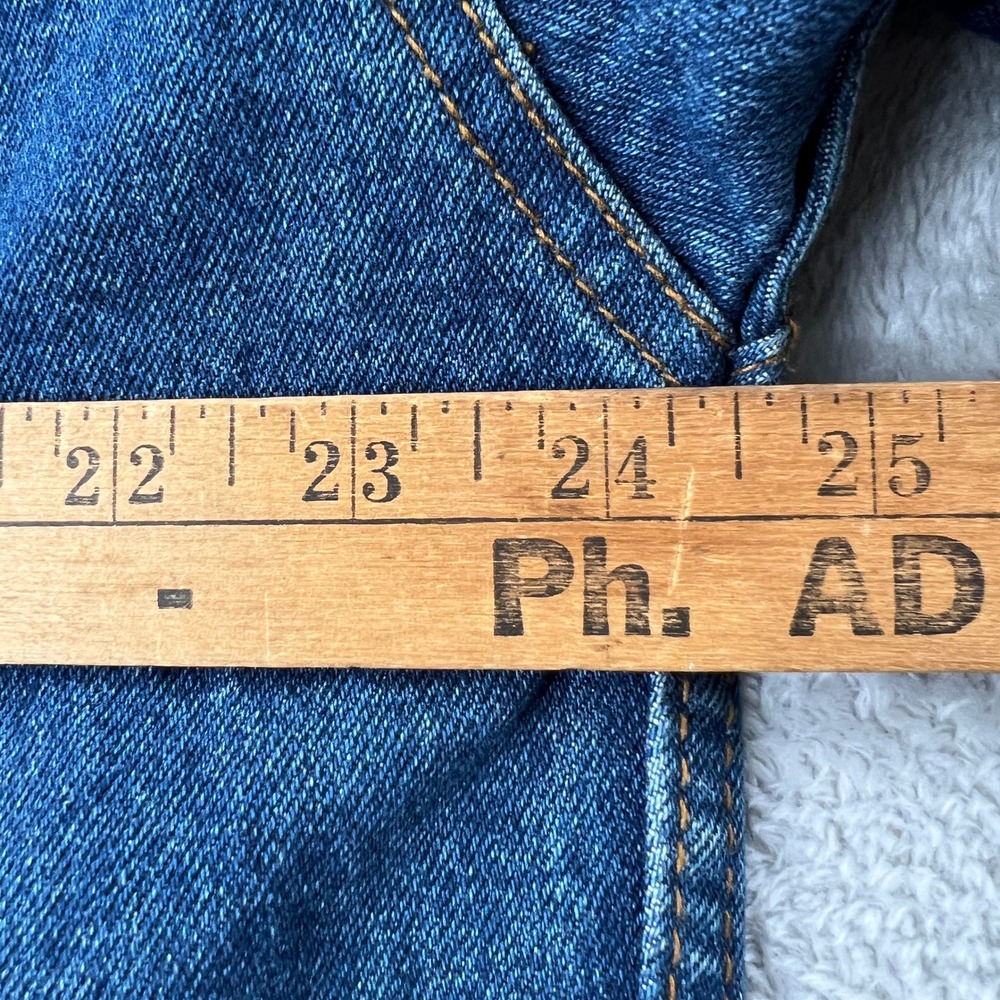 Marlboro Jacket L Vintage 90s Denim Trucker Leather Collar Flannel Lined Blue - Picture 6 of 13